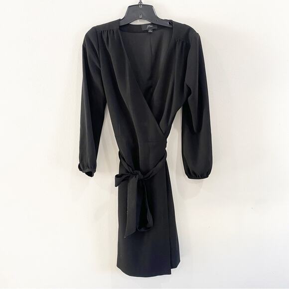 J. CREW Wrap Dress Tie Waist Crepe H6294 Little Black Dress - Picture 1 of 7